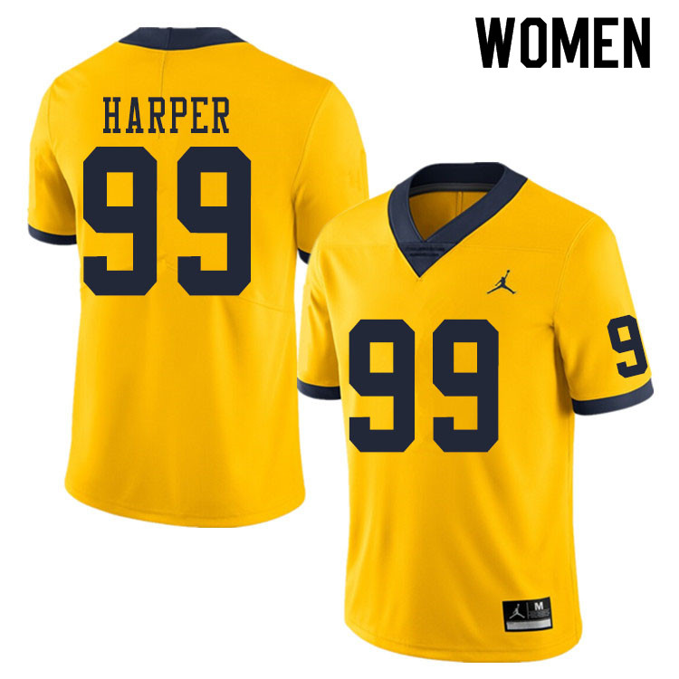 Women #99 Trey Harper Michigan Wolverines College Football Jerseys Sale-Yellow